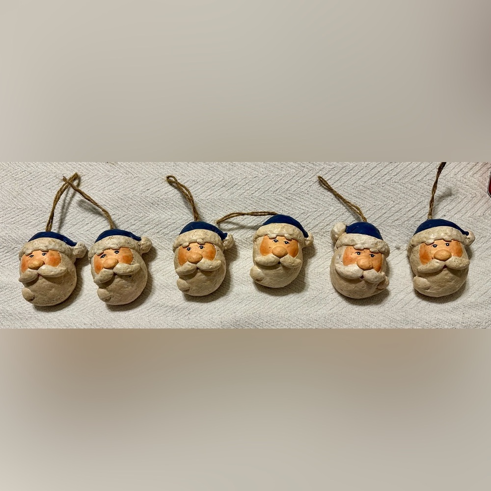 6 Vintage Charming Santa Claus Ornaments